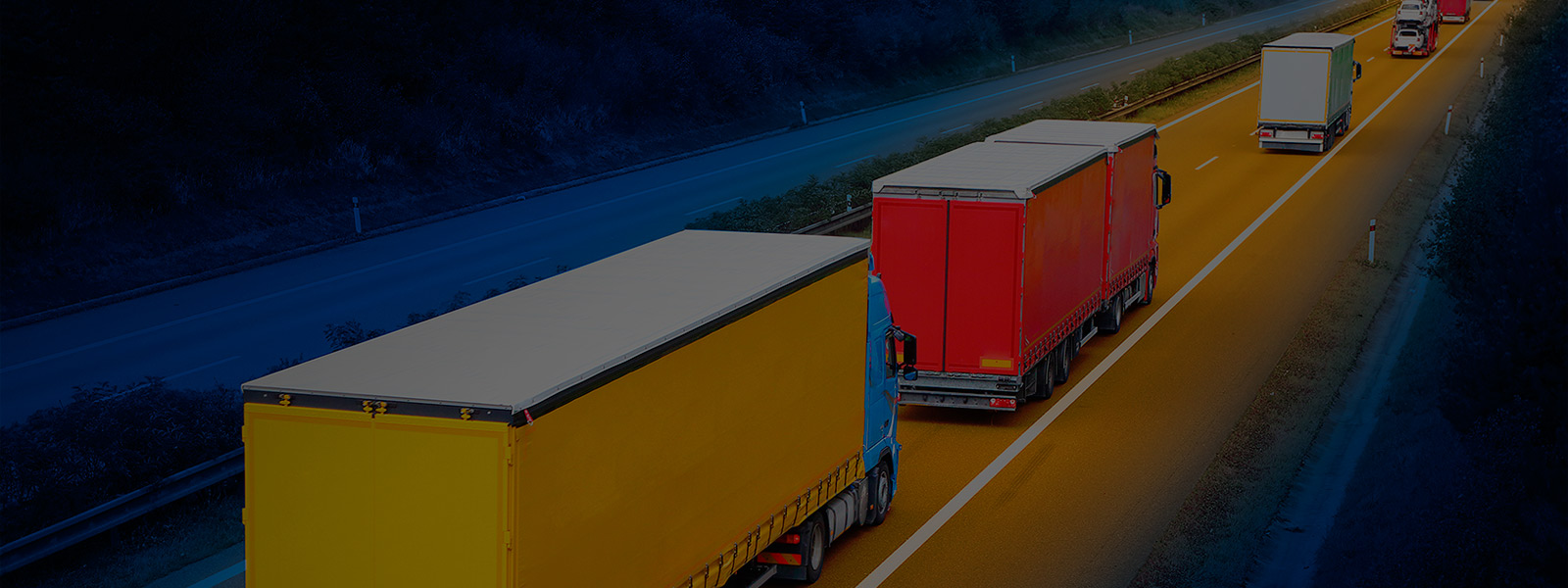 Road Freight Truck Fleet on Highway